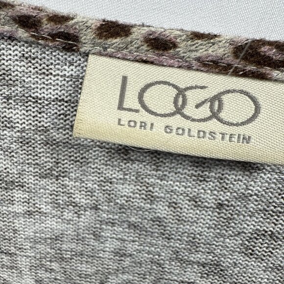 LOGO Lori Goldstein Women's Top Size Large Animal Leopard 3/4 Sleeve Pullover - Picture 3 of 7